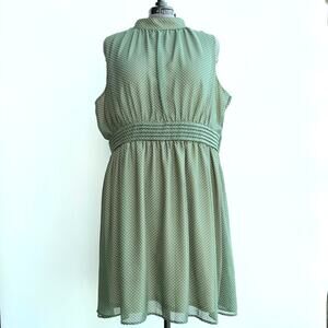 Modcloth Fervour Soft Feminine Olive Green Polka Dot Sleeveless Dress – Size 3X